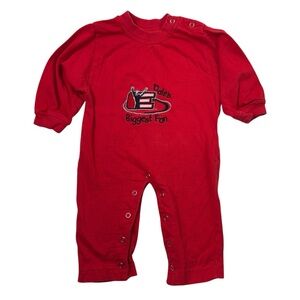 Vintage 90s Dale Earnhardt Red Fleece Snap Closure Dales Biggest Fan One Piece